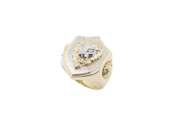 14K Gold Men's Fancy Lion Face Ring - Grace Fine Gold