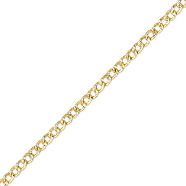 2.5mm(60G) 14K Hollow Curb White Pave Chain - Grace Fine Gold