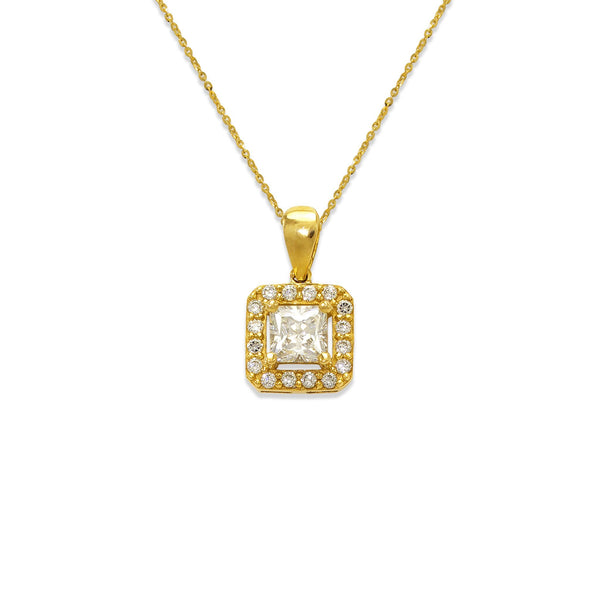 14K Yellow Gold Fancy Princess Cut CZ Necklace - Grace Fine Gold