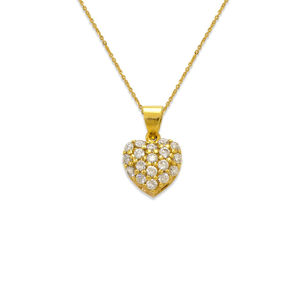 14K Yellow Gold 7mm Fancy Heart CZ Necklace - Grace Fine Gold