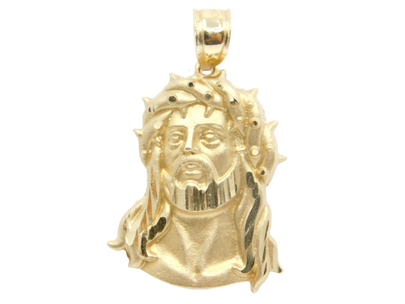 14K Yellow gold Jesus Face Charm Pendent - Grace Fine Gold