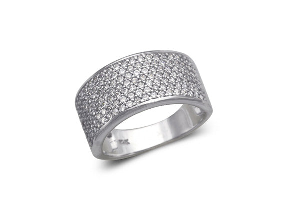 14K White Gold Ladies Fancy band CZ Ring - Grace Fine Gold