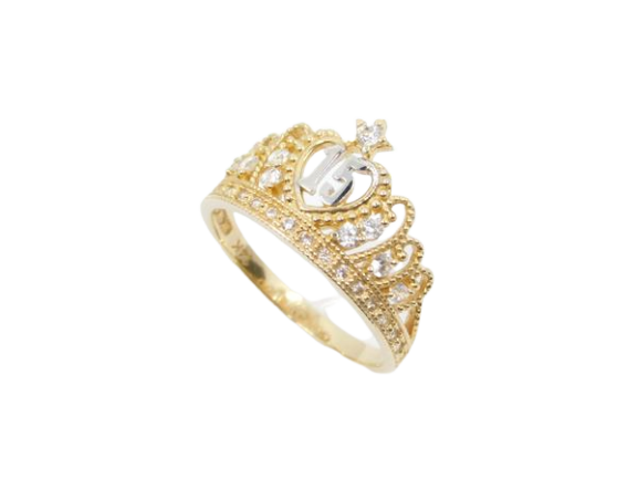14K Gold 15 Anos Crown CZ Ring - Grace Fine Gold