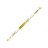 14K Gold 4.3mm(100G) Kids Hollow Figaro White Pave ID Bracelet - Grace Fine Gold