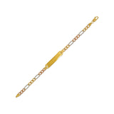 14K Tri-Gold 4.3mm(100G) Kids Hollow Figaro ID Bracelet - Grace Fine Gold