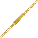 14K Gold 4.3mm(100G) Kids Hollow Figaro White Pave ID Bracelet - Grace Fine Gold