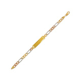 14K Tri-Gold 5mm(120G) Kids Hollow Figaro ID Bracelet - Grace Fine Gold