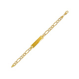 14K Gold 5mm(120G) Kids Hollow Figaro White Pave ID Bracelet - Grace Fine Gold