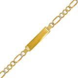 14K Gold 5mm(120G) Kids Hollow Figaro White Pave ID Bracelet - Grace Fine Gold