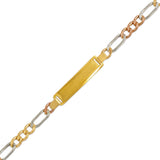 14K Tri-Gold 5mm(120G) Kids Hollow Figaro ID Bracelet - Grace Fine Gold