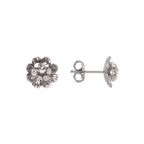 14K White Gold Medium Diamond Cut Flower Stud Earrings - Grace Fine Gold