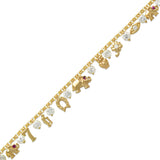 14K Yellow Gold Fancy Charm CZ Bracelet - Grace Fine Gold