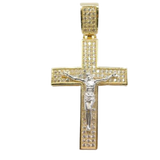 14K Micro Pave CZ Two-Tone Mens Crucifix Cross - Grace Fine Gold