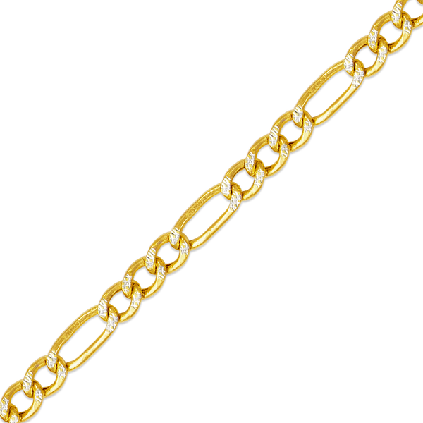 2.5mm(60G) 14K Hollow Figaro White Pave Chain - Grace Fine Gold