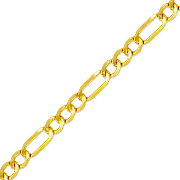 3.5mm(80G) 14K Yellow Gold Hollow Figaro  Chain - Grace Fine Gold