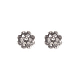 14K White Gold Medium Diamond Cut Flower Stud Earrings - Grace Fine Gold
