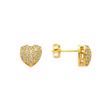 14K Yellow Gold Fancy Heart CZ Stud Earrings - Grace Fine Gold