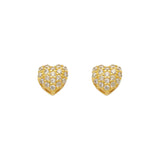 14K Yellow Gold Fancy Heart CZ Stud Earrings - Grace Fine Gold