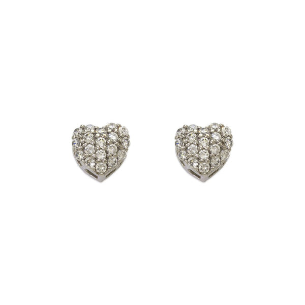 14K White Gold Fancy Heart CZ Stud Earrings - Grace Fine Gold