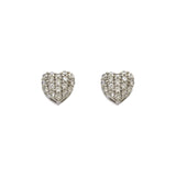 14K White Gold Fancy Heart CZ Stud Earrings - Grace Fine Gold