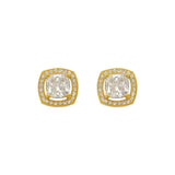 14k Yellow Gold Fancy Cushion Cut CZ Stud Earrings - Grace Fine Gold