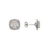 14k White Gold Fancy Cushion Cut CZ Stud Earrings - Grace Fine Gold