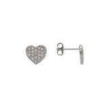 14K White Gold Fancy Flat Heart CZ Stud Earrings - Grace Fine Gold
