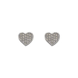 14K White Gold Fancy Flat Heart CZ Stud Earrings - Grace Fine Gold