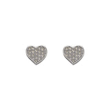 14K White Gold Fancy Flat Heart CZ Stud Earrings - Grace Fine Gold