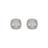 14k White Gold Fancy Cushion Cut CZ Stud Earrings - Grace Fine Gold