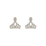 14K White Gold Fancy Crown CZ Stud Earrings - Grace Fine Gold