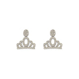 14K White Gold Fancy Crown CZ Stud Earrings - Grace Fine Gold