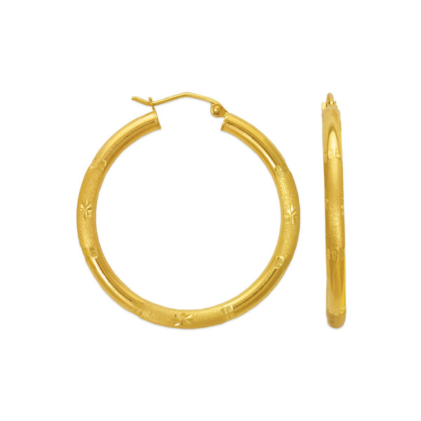 14K Yellow Gold 3mm Round Tube Hoop Earriings - Grace Fine Gold