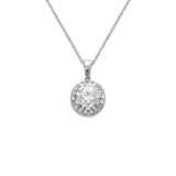 14K White Gold 6mm Cubic Zirconia Halo Necklace - Grace Fine Gold