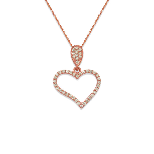 14K Rose Gold Fancy Heart CZ Necklace - Grace Fine Gold