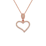14K Rose Gold Fancy Heart CZ Necklace - Grace Fine Gold
