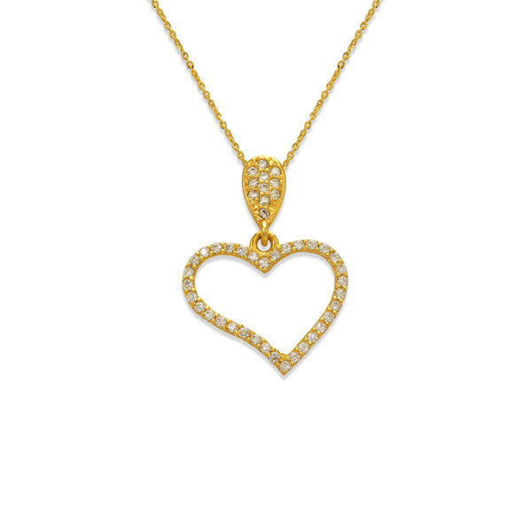 14K Yellow Gold Fancy Heart CZ Necklace - Grace Fine Gold
