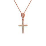 14K Rose Gold Fancy Cross CZ Necklace - Grace Fine Gold