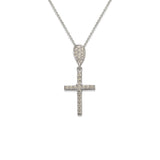 14K White Fancy Cross CZ Necklace - Grace Fine Gold