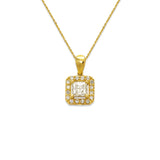 14K Yellow Gold Fancy Princess Cut CZ Necklace - Grace Fine Gold