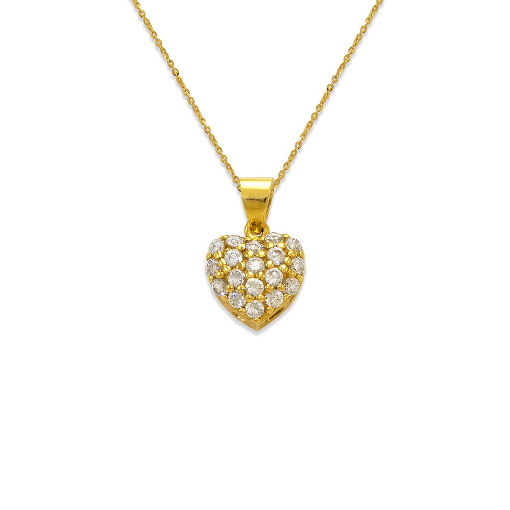 14K Yellow Gold 7mm Fancy Heart CZ Necklace - Grace Fine Gold