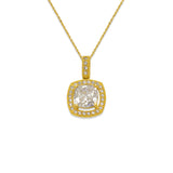 14K Yellow Gold Fancy Cushion Cut CZ Necklace - Grace Fine Gold