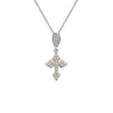 14K White Gold Fancy  Cross CZ Necklace - Grace Fine Gold