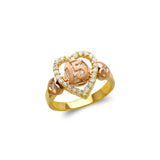 14K Gold Ladies 15 Anos Heart CZ Ring - Grace Fine Gold