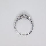 14K White Gold Ladies Fancy Solitaire Halo CZ Ring - Grace Fine Gold