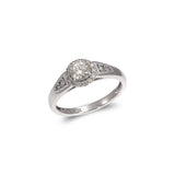 14K White Gold Ladies Solitaire Halo CZ Ring - Grace Fine Gold
