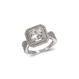 14K White Gold Princess Cut Solitaire Double Halo CZ Ring - Grace Fine Gold