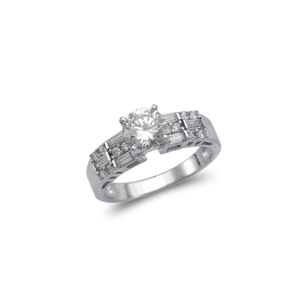 14K White Gold Ladies Fancy Solitaire CZ Ring - Grace Fine Gold