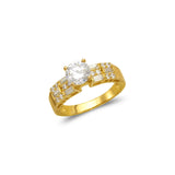 14K Yellow Gold Ladies Fancy Solitaire CZ Ring - Grace Fine Gold