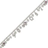 14K White Gold Fancy Charm CZ Bracelet - Grace Fine Gold